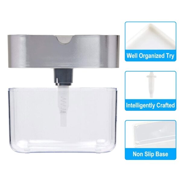 Soap Dispenser Soap Pump Sponge Caddy New Creative Kitchen 2 in 1 Manual Press Liquid Soap 4