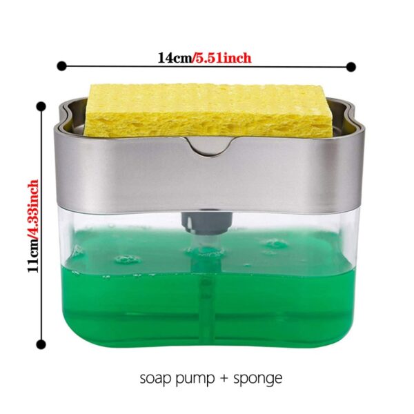Soap Dispenser Soap Pump Sponge Caddy New Creative Kitchen 2 in 1 Manual Press Liquid Soap 5