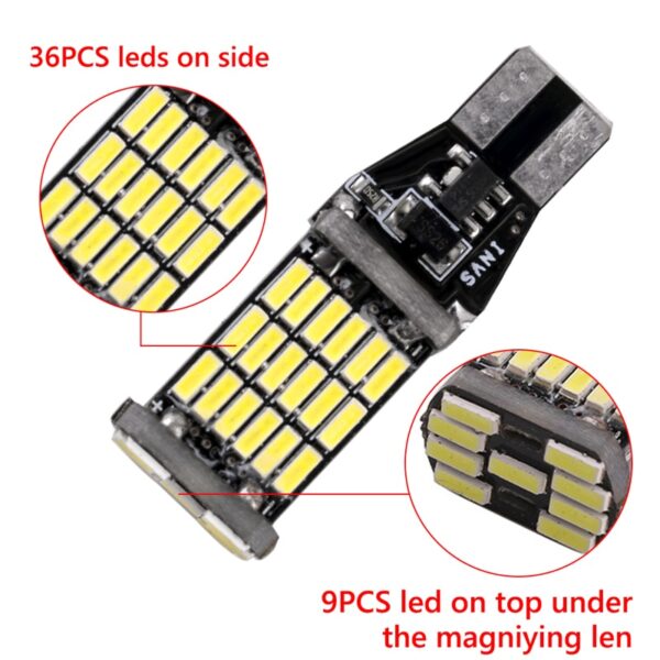 VODOOL T15 W16W Car LED Light Bulb Canbus Error Free 12V 4014 45SMD Vehicle Brake Parking 4