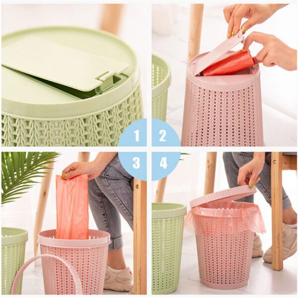Waste Bins With Trash Bag Creative non removable garbage bags Hollow Trash Can Creative Living Room 2