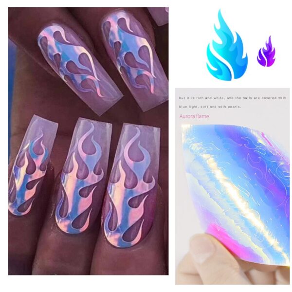 16Pcs Fire Holographic Strip Tape Nail Art Stickers Thin Laser Silver DIY Foil Decal Nails Sticker 2