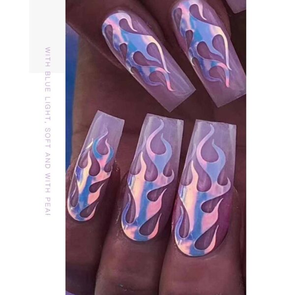 16Pcs Fire Holographic Strip Tape Nail Art Stickers Thin Laser Silver DIY Foil Decal Nails Sticker 5