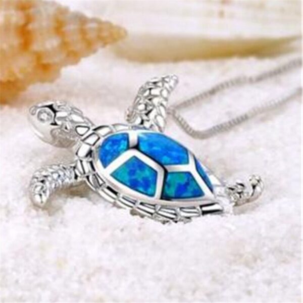 2019 Fashion Animal Turtle Necklace Pendants Bright Colors blue opal Tortoise Necklaces for Women Sea Jewelry 1