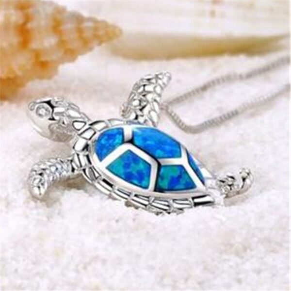 2019 Fashion Animal Turtle Necklace Pendants Bright Colors blue opal Tortoise Necklaces for Women Sea Jewelry 4