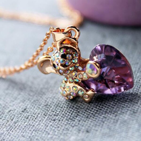 2020 Trendy Mouse Rat Heart Necklace for Women Crystal Animal Pendants Necklaces Sweater Necklaces Jewelry Valentine 1
