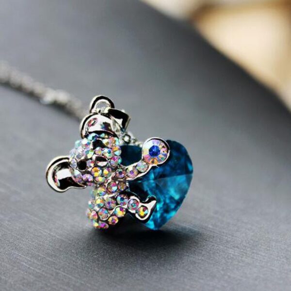 2020 Trendy Mouse Rat Heart Kwintas para sa mga Babaye Crystal Animal Pendants Kwintas Sweater Kwintas Alahas Valentine 2