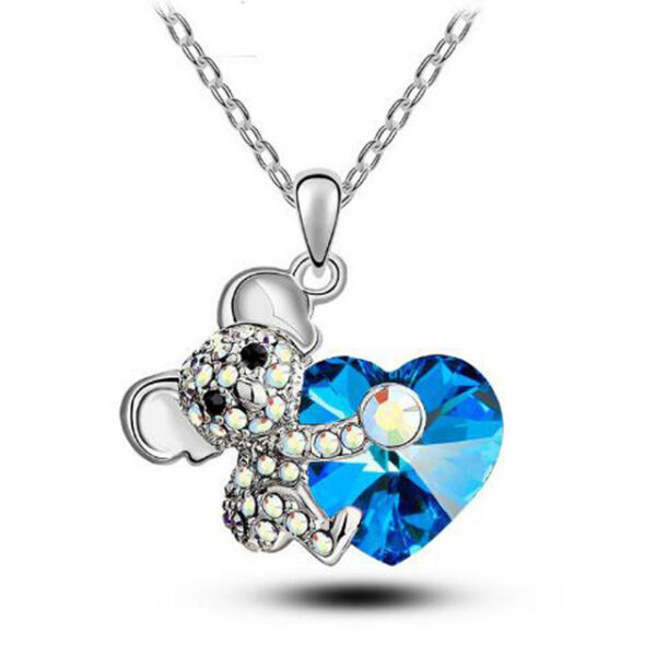 2020 Trendy Mouse Rat Heart Necklace for Women Crystal Animal Pendants Necklaces Sweater Necklaces Jewelry