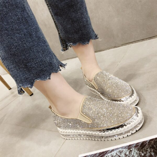 2020 brand European fashion Espadrilles Shoes Woman leather creepers flats ladies loafers crystal loafers g361 3