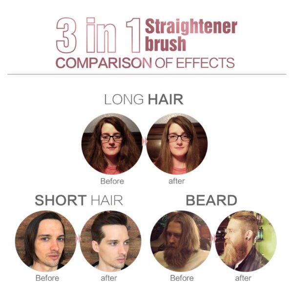 3 in1 Beard Straightener Quick Heater Electric Straightener Curls Hair Comb Brush Men Women Multifunctional Hair 1