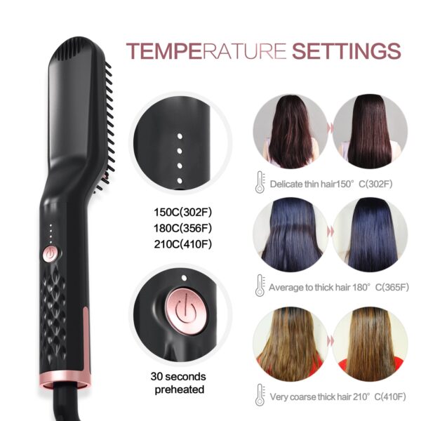 3 in1 Beard Straightener Quick Heater Electric Straightener Curls Hair Comb Brush Men Women Multifunctional Hair 2