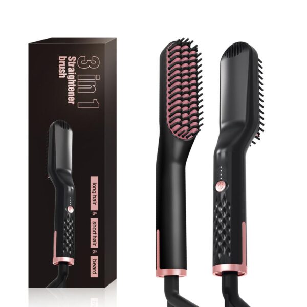 3 in1 Beard Straightener Quick Heater Electric Straightener Curls Hair Comb Brush Men Women Multifunctional Hair 4