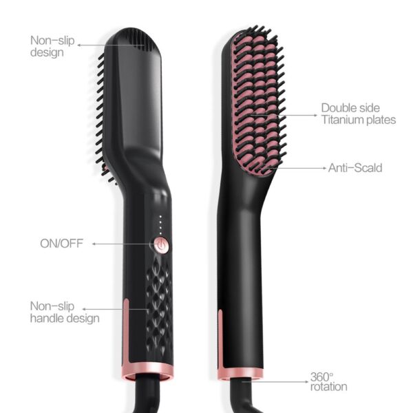 3 in1 Beard Straightener Quick Heater Electric Straightener Curls Hair Comb Brush Men Women Multifunctional Hair 5
