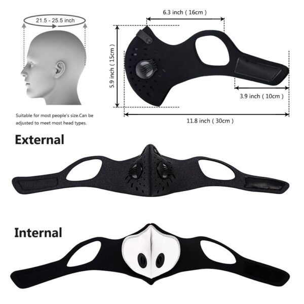 GLORSUN Ciclismo Media máscara PM2 5 Filtro Dos válvulas de exhalación Esquí A prueba de polvo Antipolución Smog 1