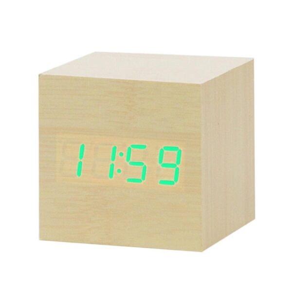 LED Wooden Alarm Clock Watch Table Voice Control Digital Wood Despertador Electronic Desktop USB AAA