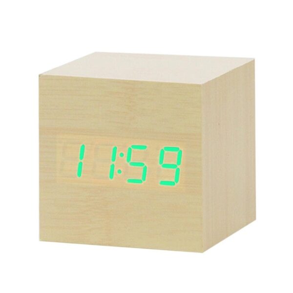 LED Wooden Alarm Clock Watch Table Voice Control Digital Wood Despertador Electronic Desktop USB AAA