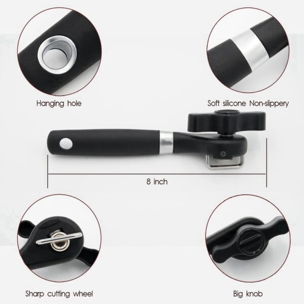 Safety Easy Stainless Steel Manual Can Opener Professional Effortless Openers with Turn Knob Household Kitchen Useful 5