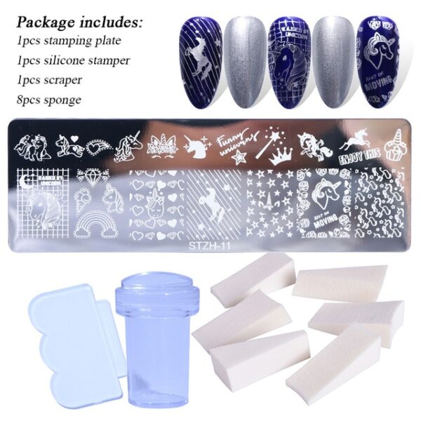 1 Set Piastre per timbri per unghie Geometria Fiore di pizzo Acchiappasogni con gelatina Stamper Scrapper Spugna Manicure 11.jpg 640x640 11