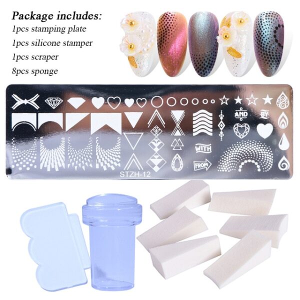 1 Set Nail Stamping Plates Geometry Lace Flower Dream Catcher with Jelly Stamper Scrapper Sponge Manicure 12.jpg 640x640 12