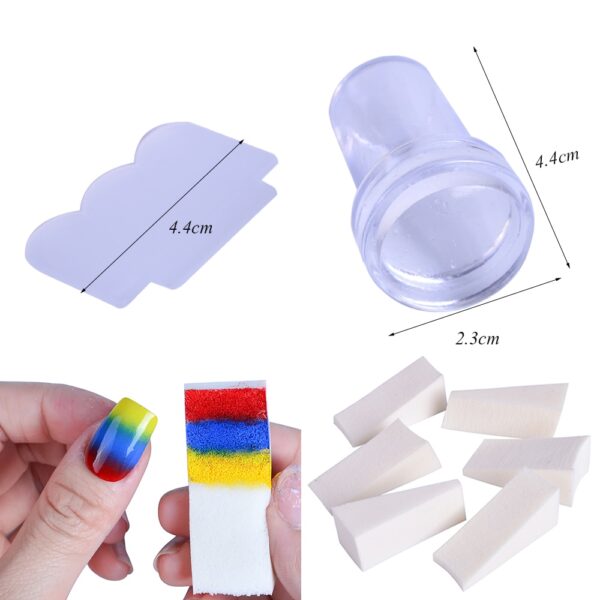 1 Set Piastre per timbratura unghie Geometria Fiore di pizzo Acchiappasogni con Jelly Stamper Scrapper Spugna per manicure 2