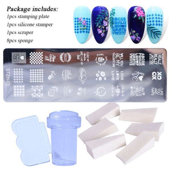 1 Set Nail Stamping Plates Geometry Lace Flower Dream Catcher with Jelly Stamper Scrapper Sponge Manicure 3.jpg 640x640 3