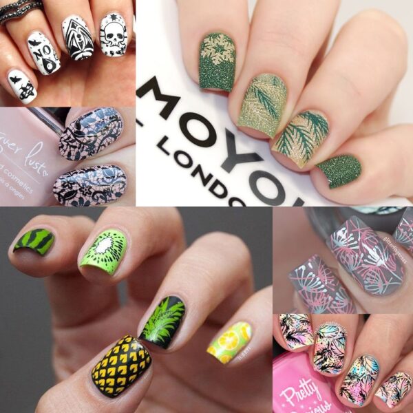 1 Set Piastre per timbratura unghie Geometria Fiore di pizzo Acchiappasogni con Jelly Stamper Scrapper Spugna per manicure 5