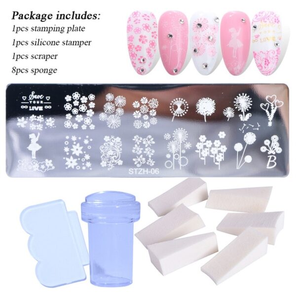 1 Set Nail Stamping Plates Geometry Lace Flower Dream Catcher with Jelly Stamper Scrapper Sponge Manicure 6.jpg 640x640 6