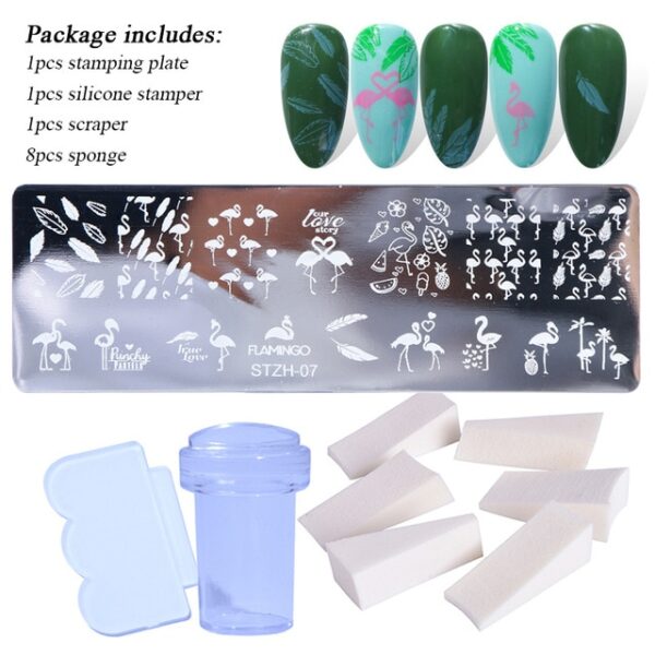 1 Set Piastre per timbri per unghie Geometria Fiore di pizzo Acchiappasogni con gelatina Stamper Scrapper Spugna Manicure 7.jpg 640x640 7