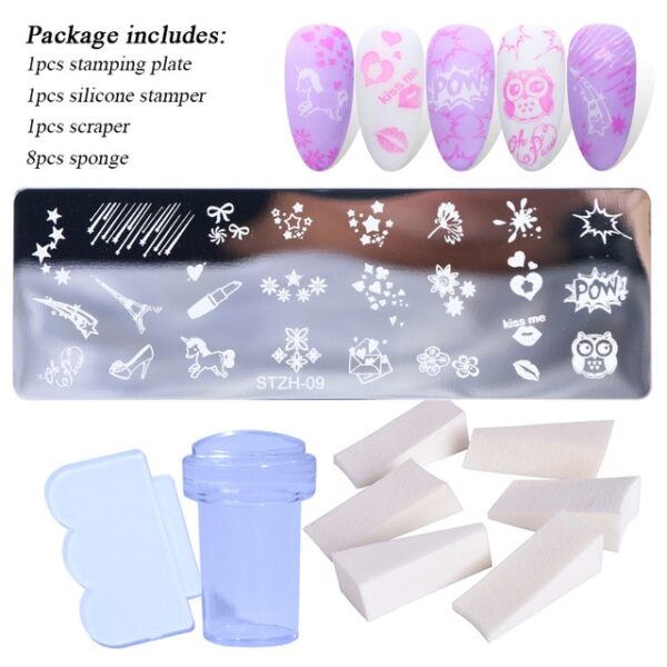 1 Set Nail Stamping Plates Geometry Lace Flower Dream Catcher with Jelly Stamper Scrapper Sponge Manicure 9.jpg 640x640 9