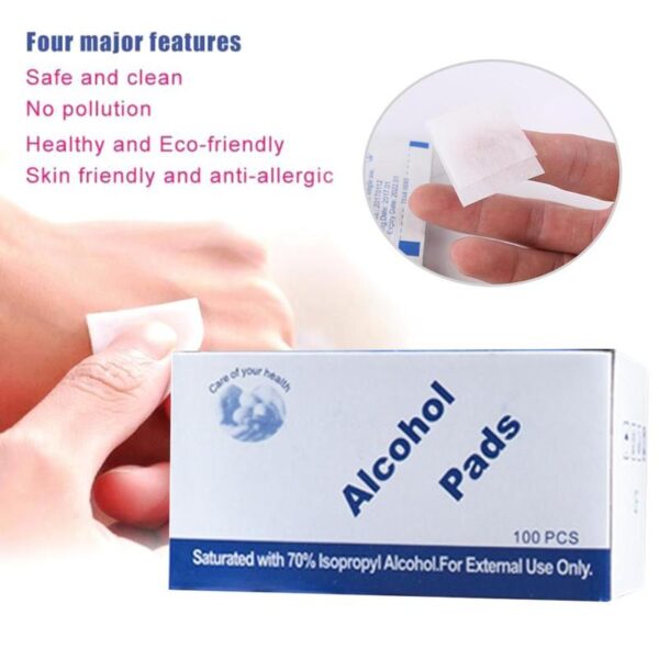 100 Pcs Alcohol Wet Wipe Disposable Disinfection Prep Swap Pad Antiseptic Skin Cleaning Care Jewelry Mobile 2