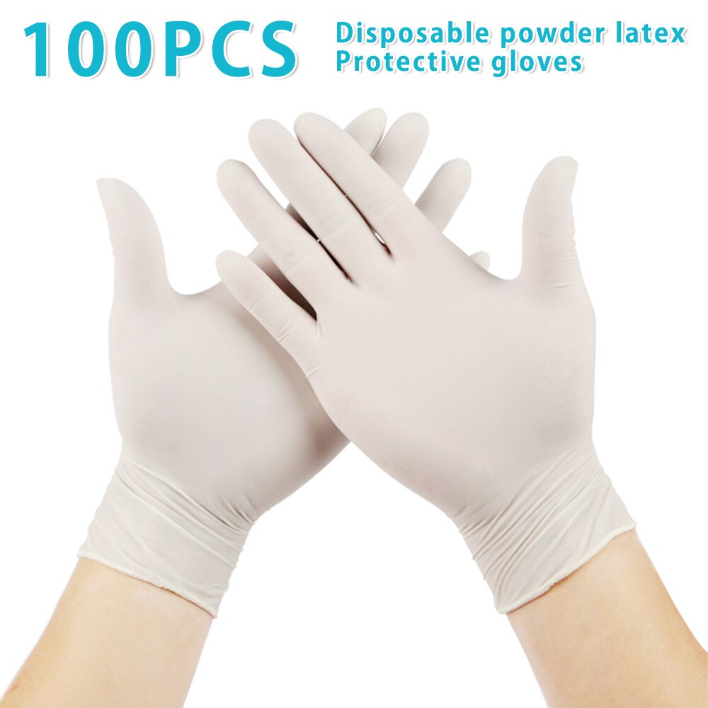 Gants en latex Gants jetables Gants jetables en latex L - Wit - 100PCS -  Avec poudre 