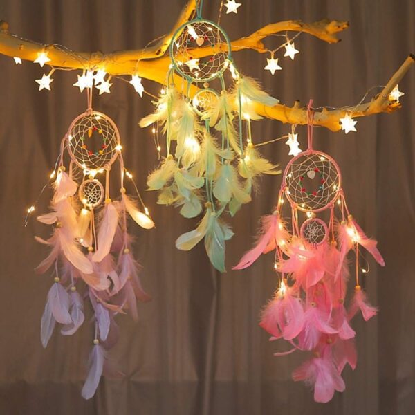 2 Meters Lighting Dream catcher hanging DIY 20 LED lamp Feather Crafts Wind Chimes Girl Bedroom 2