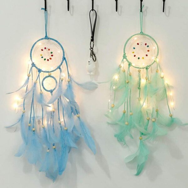 2 Meters Lighting Dream catcher hanging DIY 20 LED lamp Feather Crafts Wind Chimes Girl Bedroom 3