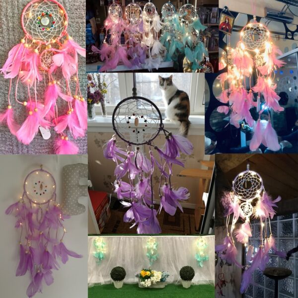 2 Meters Lighting Dream catcher hanging DIY 20 LED lamp Feather Crafts Wind Chimes Girl Bedroom 5