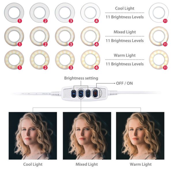 24 LED 480LM 1 8 M Makeup Selfie Ring Lamp Photographic Lighting Uban sa Tripod Phone Holder 4