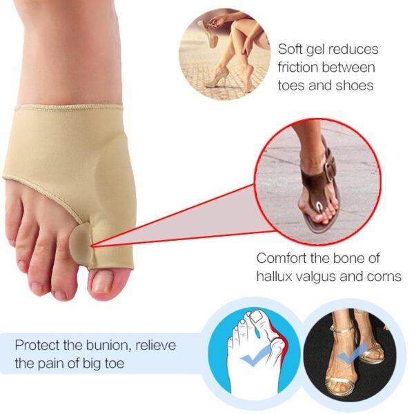 2 հատ 1 զույգ մատների բաժանարար Hallux Valgus Bunion շտկող օրթոտիկ ոտքեր Ոսկրածուծի բութ կարգավորիչի շտկում Պեդիկյուրի կիսագուլպա 3