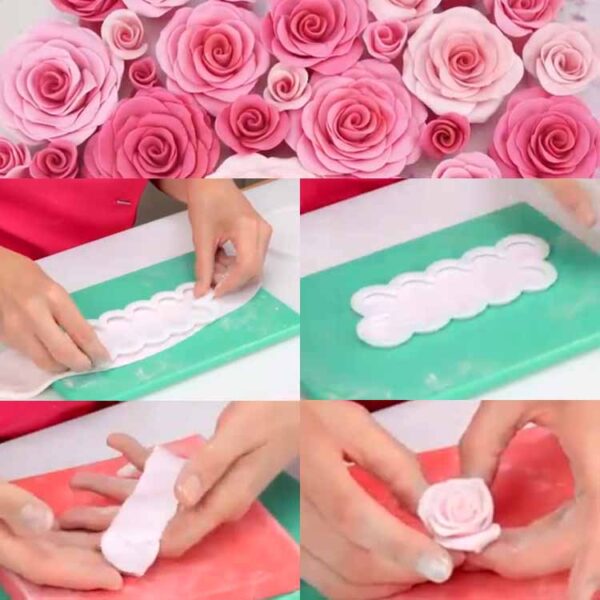 3pcs 3D Rose Petal Cutter Fondant Cake Mould Chocolate Decorating DIY Handmade 2