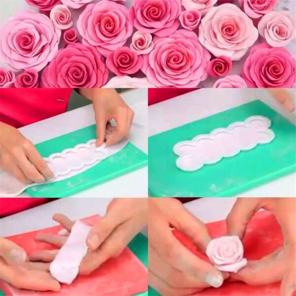 3pcs 3D Rose Petal Cutter Fondant Cake Mould Chocolate Decorating DIY Handmade 4