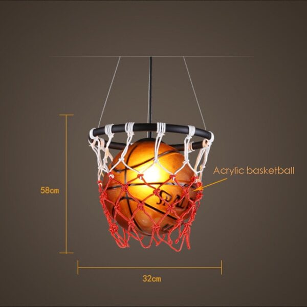 Acrylic Basketball Pendant Lights with Basket Hanging Lamp Home Deco Bar Cafe Shop Suspension Living