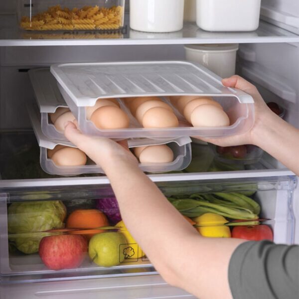 Baffect Egg Tray Holder Transparent Egg Storage Box Refrigerator Crisper Food Storage Container With Slope Design 4