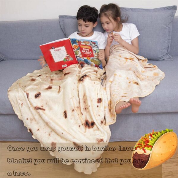 Burritos Tortilla Blanket Malambot ug Komportable Giant Round Beach Blanket Novelty Soft Flannel Food Tortilla Blanket 4