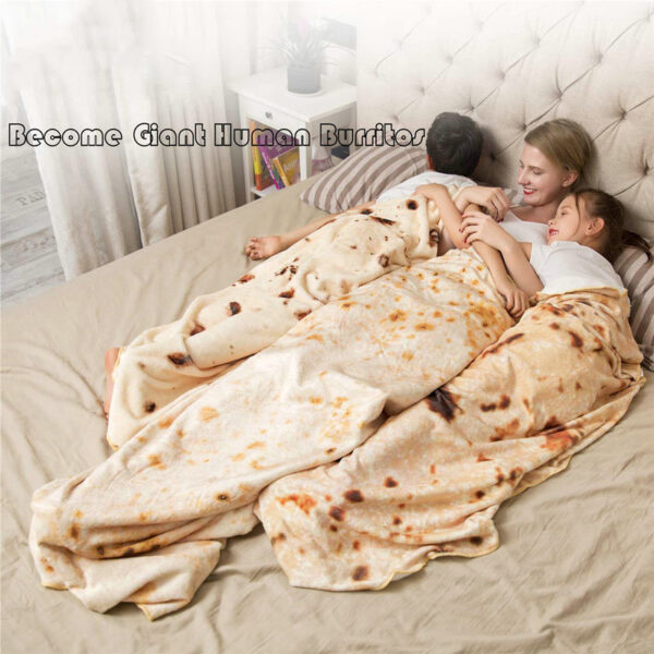 Burritos Tortilla Blanket Malambot ug Komportable Giant Round Beach Blanket Novelty Soft Flannel Food Tortilla Blanket