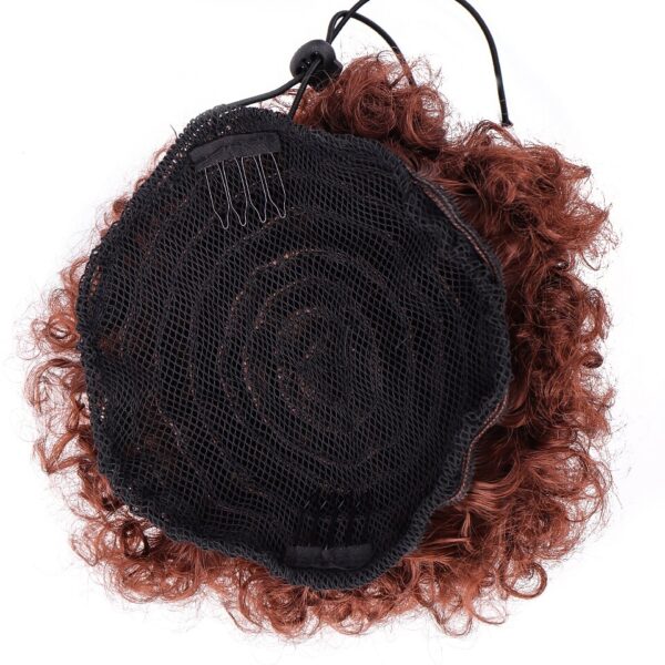 DIFEI Puff Afro Curly chignon Wig Ponytail Drawstring Short Afro Kinky Pony Tail Clip In on 3