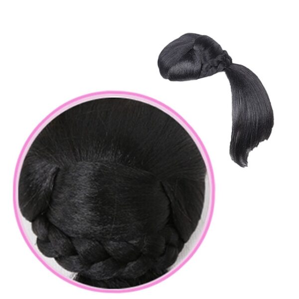 Fake Hair bangs Extension Clip in on Synthetic Hair Bun Chignon Hairpiece For Women Drawstring