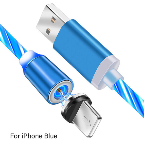 Μαγνητικό καλώδιο φορτιστή LED Glow Flowing USB Charge Type C Micro USB 8 Pin Fast Charging 1.jpg 640x640 1