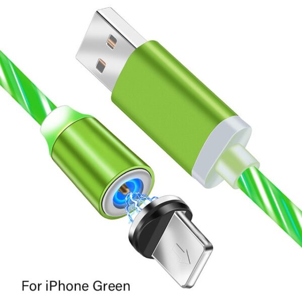 चुम्बकीय चार्जर केबल एलईडी ग्लो फ्लोइंग USB चार्ज प्रकार C माइक्रो USB 8 पिन फास्ट चार्जिंग 2.jpg 640x640 2