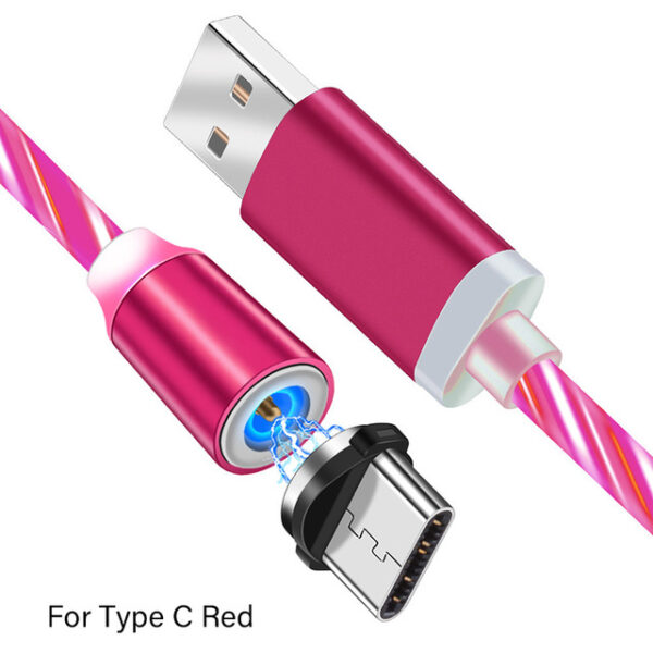 Magnetlaadija kaabel LED hõõguv voolav USB laadimistüüp C Micro USB 8 kontaktiga kiirlaadimine 3.jpg 640x640 3