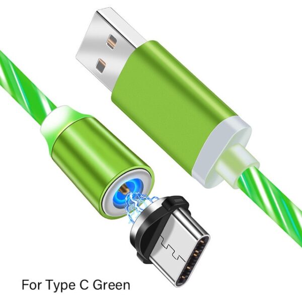 כבל מטען מגנטי LED זוהר זורם USB סוג טעינה C Micro USB 8 פינים טעינה מהירה 5.jpg 640x640 5