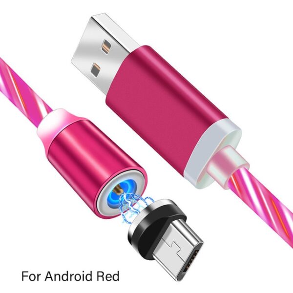 Magnetinis įkroviklio kabelis LED švytintis tekantis USB įkrovimas, tipas C Micro USB 8 kontaktų greitasis įkrovimas 6.jpg 640 x 640 6