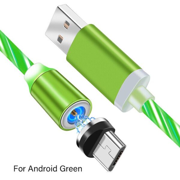 כבל מטען מגנטי LED זוהר זורם USB סוג טעינה C Micro USB 8 פינים טעינה מהירה 8.jpg 640x640 8