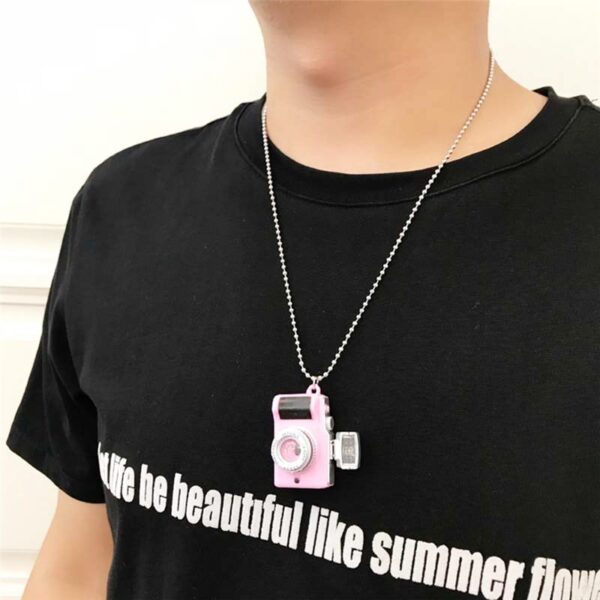 New Cool Flash Camera Pendant Stainless Steel Necklace Vintage Long Chain Punk Jewelry for Women Man 3